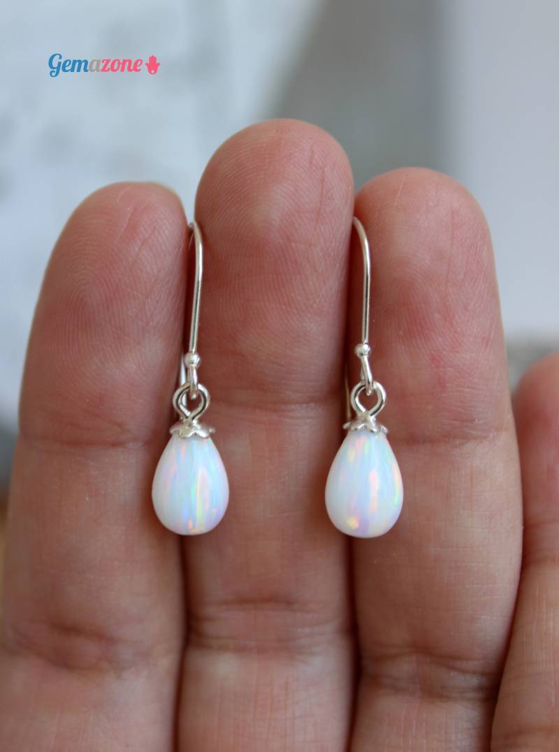 Braut White Opal Tear Drop Ohrringe/sterlingsilber Hochzeitsschmuck Brautjungfer Geschenk von GemazoneJewelry