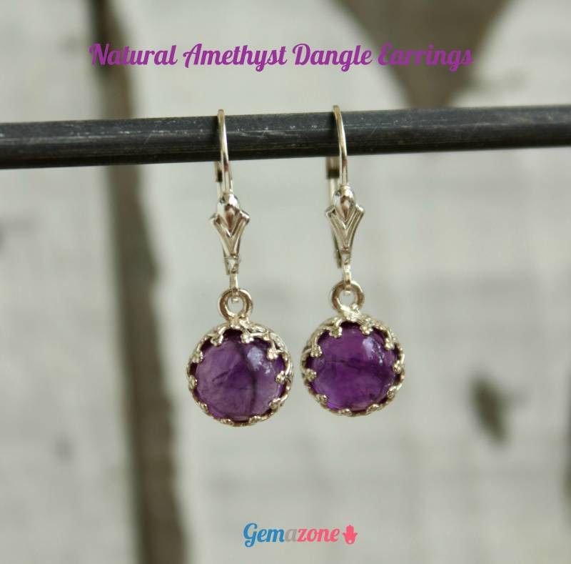 Elegante Natürliche Amethyst Ohrringe/sterling Silber Oder Gold Filled Schmuck Für Den Februar Geburtsstein von GemazoneJewelry