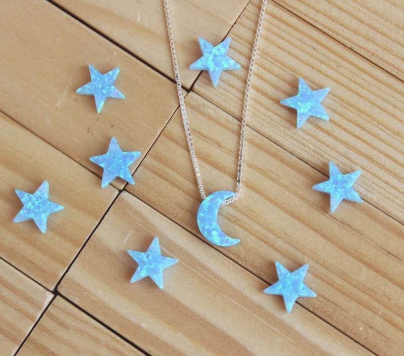 Mond Opal Halskette/La Luna Blauer Anhänger Box 925 Sterling Silber Kette von GemazoneJewelry