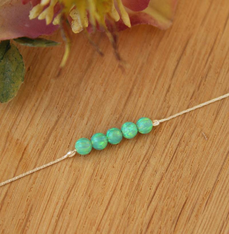 Opal Perlen Armband/Zartes Grünes Sterling Silber Schmuck von GemazoneJewelry