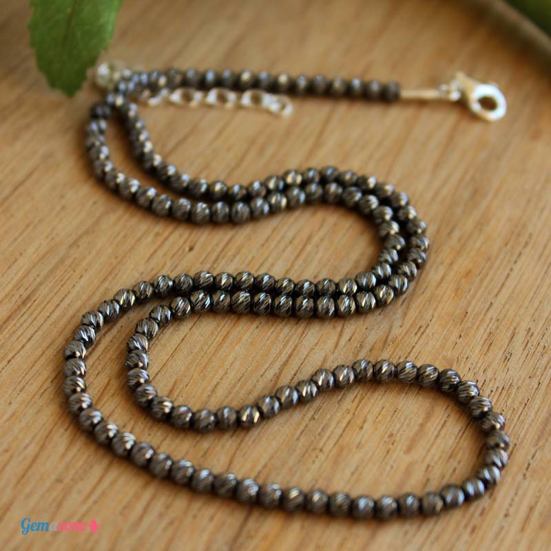 Oxidierte Silber Perlen Halskette/Schwarz Rocailles Zierlicher Schmuck von GemazoneJewelry