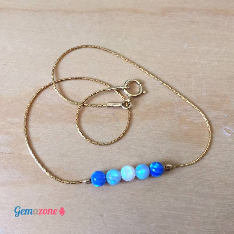 Gold Filled Opal Perlen Fußkettchen, Blue & White Fußkettchen von GemazoneJewelry