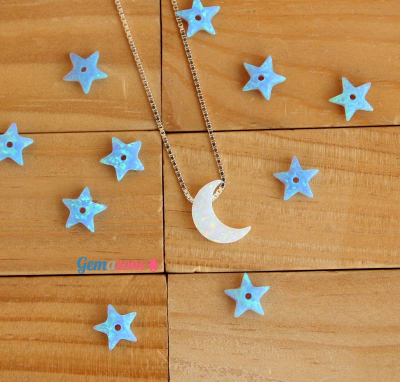 Weißer Opal Halbmond Halskette/sterling Silber La Luna Anhänger von GemazoneJewelry