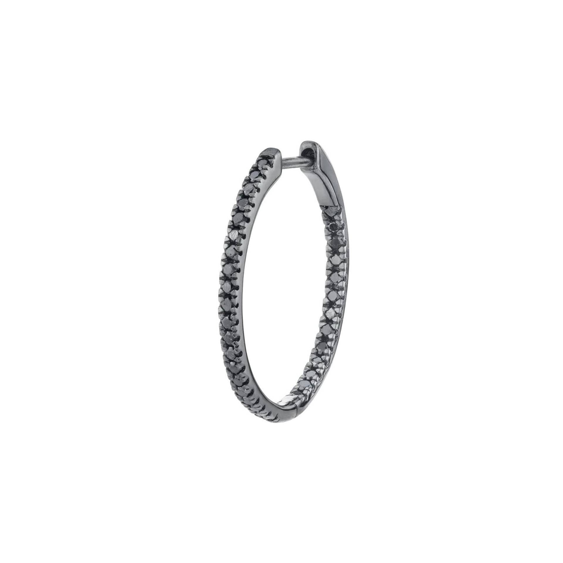 14K Solid Black Gold Natürliche Schwarze Diamant Huggie Hoop Ohrringe Tiny Schwarzer 14K Creolen von GemcojewelryShop