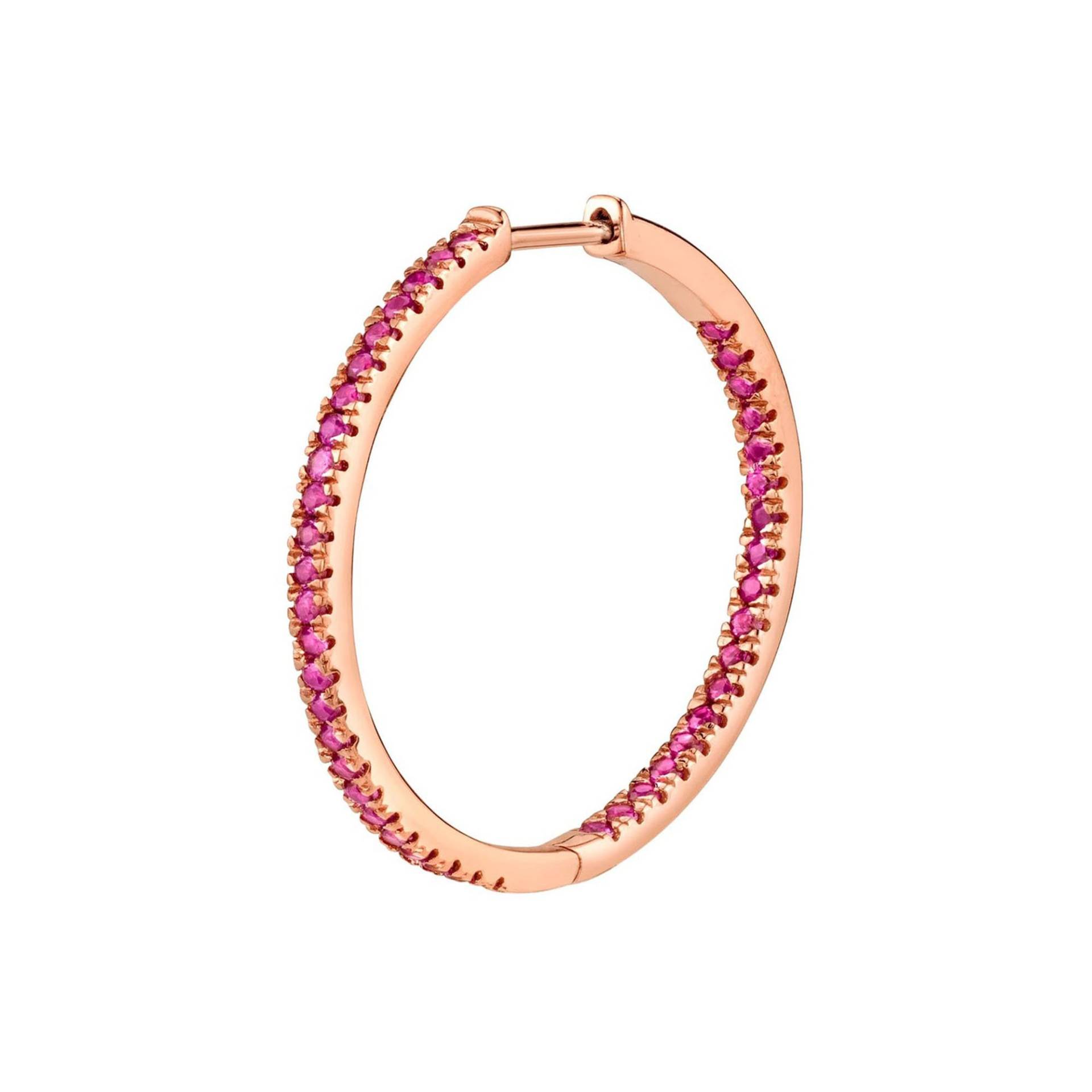 14K Solid Rose Gold Rubin Große Inside Out Hoop Ohrring Huggies Ohrringe Minimalist Spezielles Weihnachtsgeschenk Für Sie von GemcojewelryShop