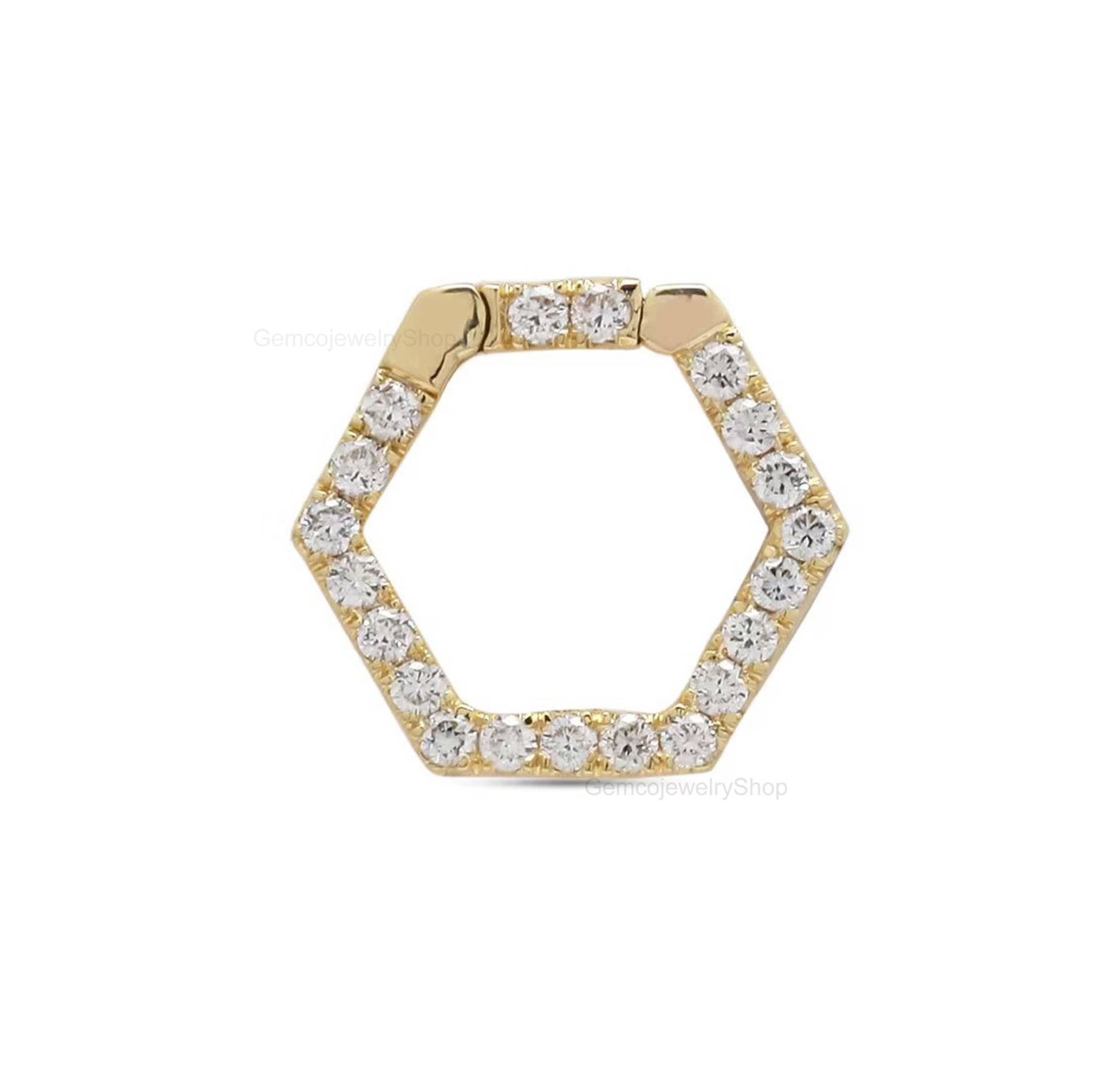 Bestseller Charm Anhänger, 14K Gold Hexagon Form Anhänger Minimalist Schmuck Diamant Weihnachtsgeschenk Für Sie von GemcojewelryShop