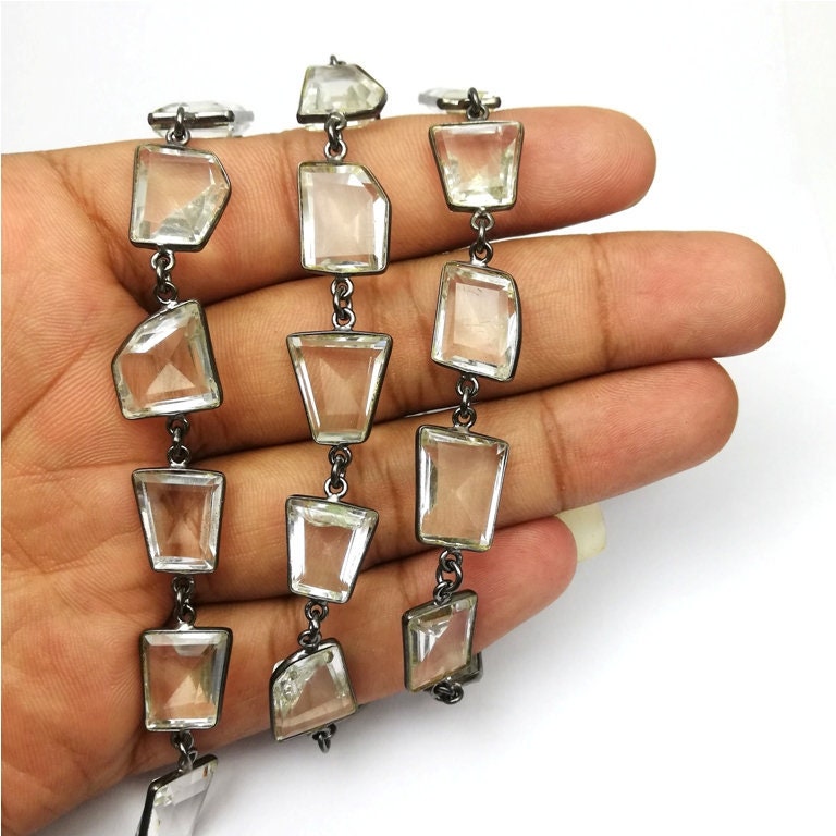 Crystal Clear Fancy Bezel Connector Freeform Größe Facettierte Edelstein Kette - Verkauf Pro Fuß von Gemdesignss