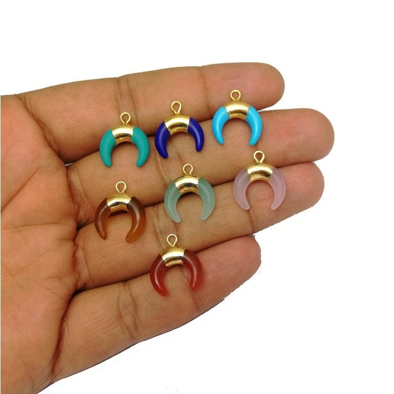 Edelstein Goldkappe Halbmond Anhänger - Winzige Für Ohrring Und Halskette Verkauf Pro Stück von Gemdesignss