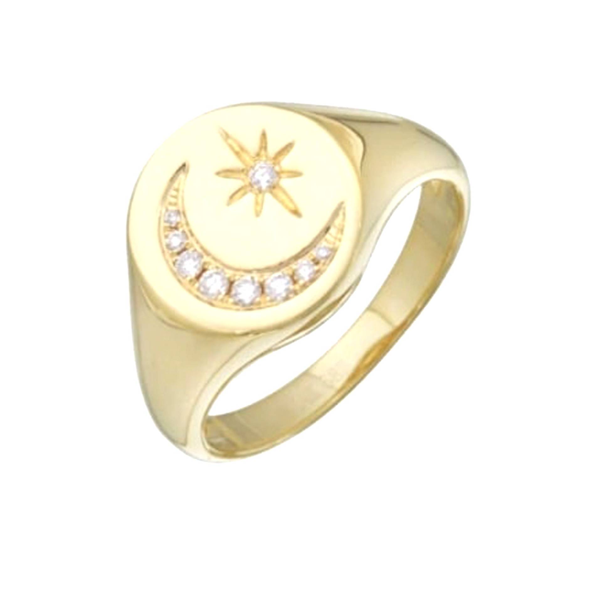 14K Gelbgold Cocktail Ring, Mond Diamant Handgemachte Damen Tragen Ring Schmuck, Muttertag Geschenk Rn-8316 von Gemdiamondjewels