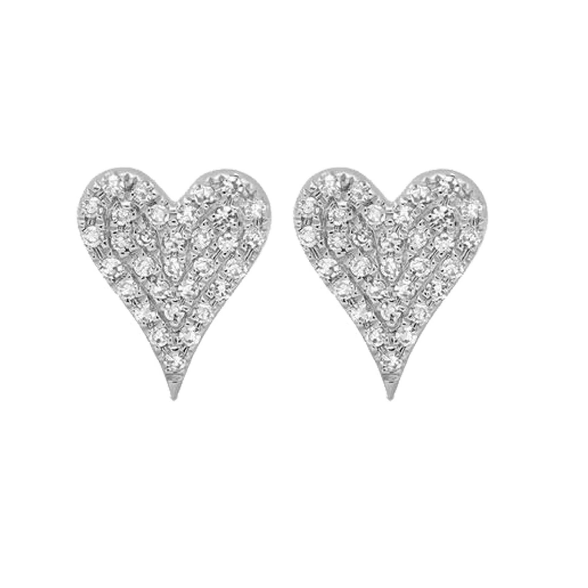 Pave Diamant Herz Ohrringe, Mini Anhänger, 925 Sterling Silber Kleine Ohrstecker Ohrringe Jahrestag Geschenk Frauen, Ea-4652 von Gemdiamondjewels