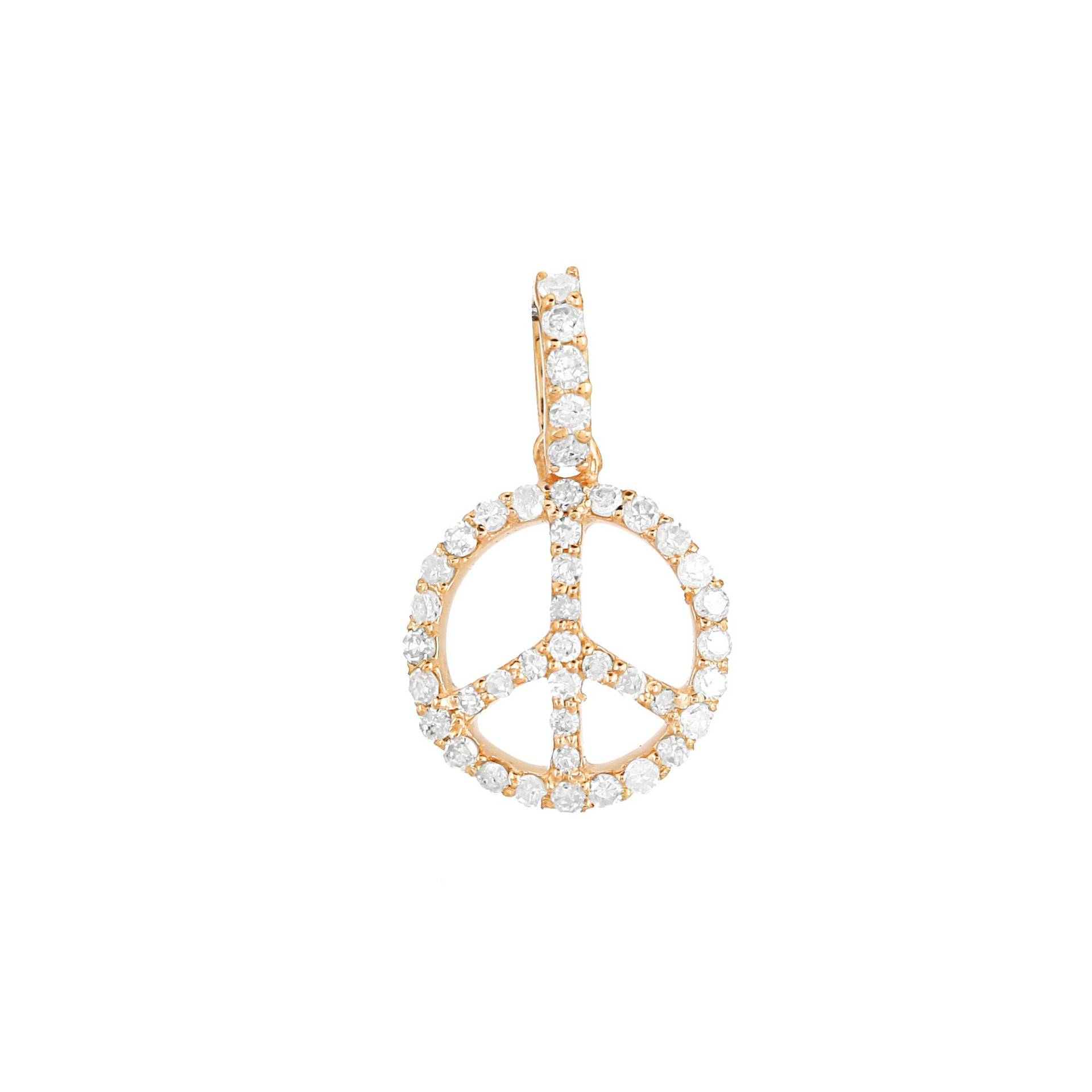 14K Solid Gelbgold Peace Zeichen Charme, Diamant Pave Charm Anhänger, Anhänger Schmuck, Geburtstagsgeschenk Pn-5997 von Gemdiamondjewels