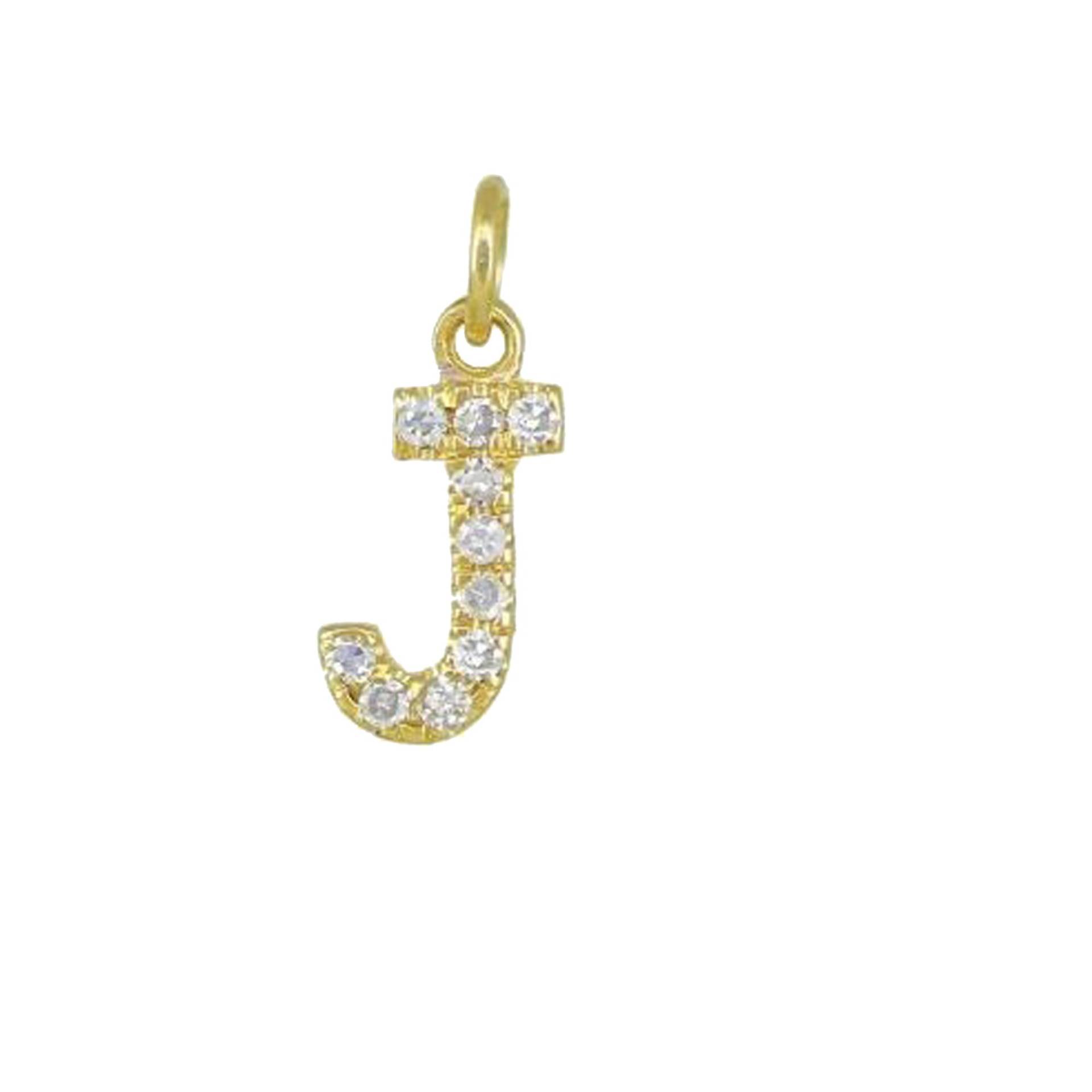 Diamant Buchstabe Alphabet Anhänger Charms Massive Gold Initial Schmuck, 14K Gelbgold Anhänger, Pave J Pn - 8329 von Gemdiamondjewels