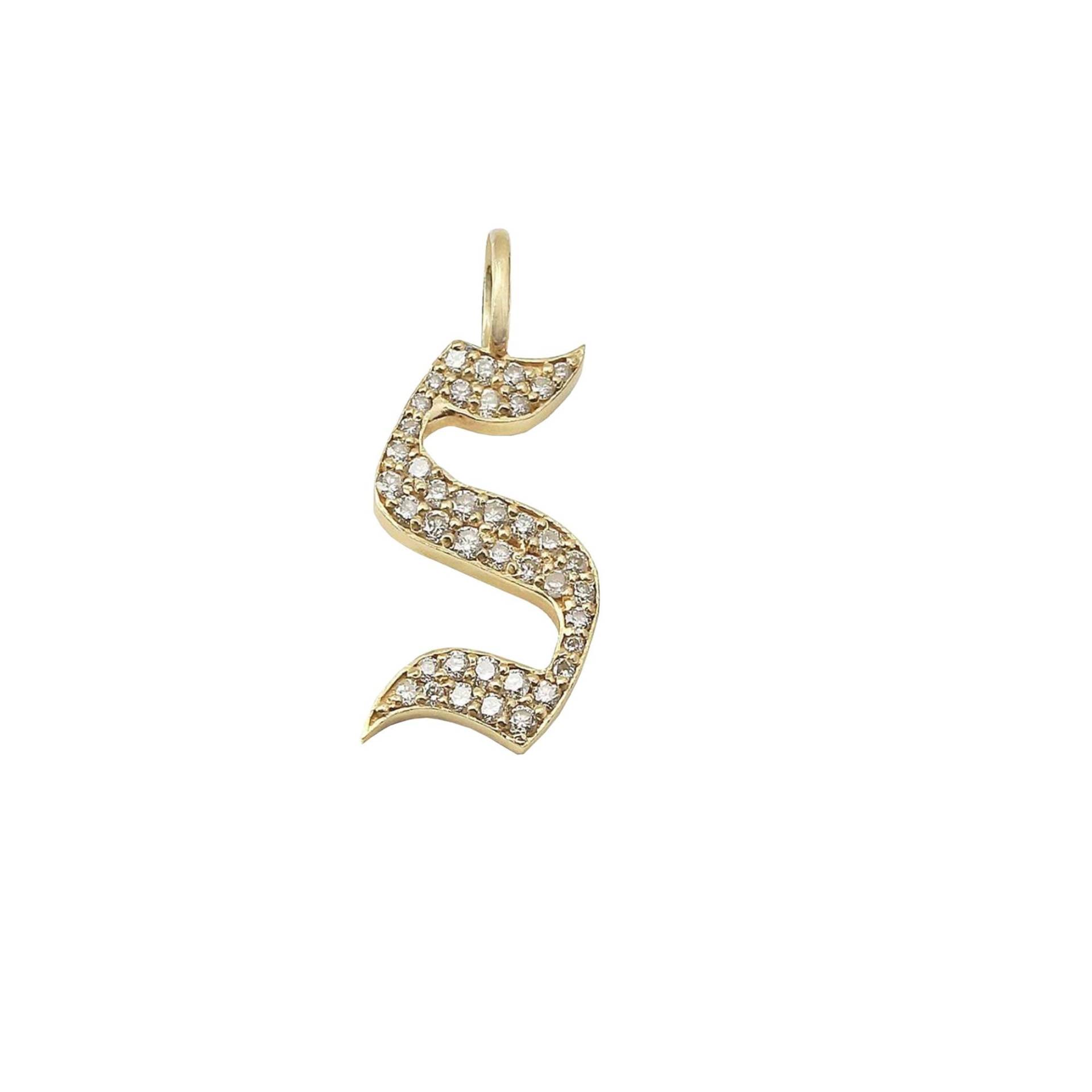 Pave Diamant Buchstabe Charm, Echter Initial Gothic Zeichen Anhänger, Massives Gelbgold Personalisieren Monogramm Pn-4205 Pave Diamant Buchstabe Charm, Echter Initial Gothic Zeichen Anhänger, Massives Gelbgold Personalisieren Monogramm Pn-4205 von Gemdiamondjewels