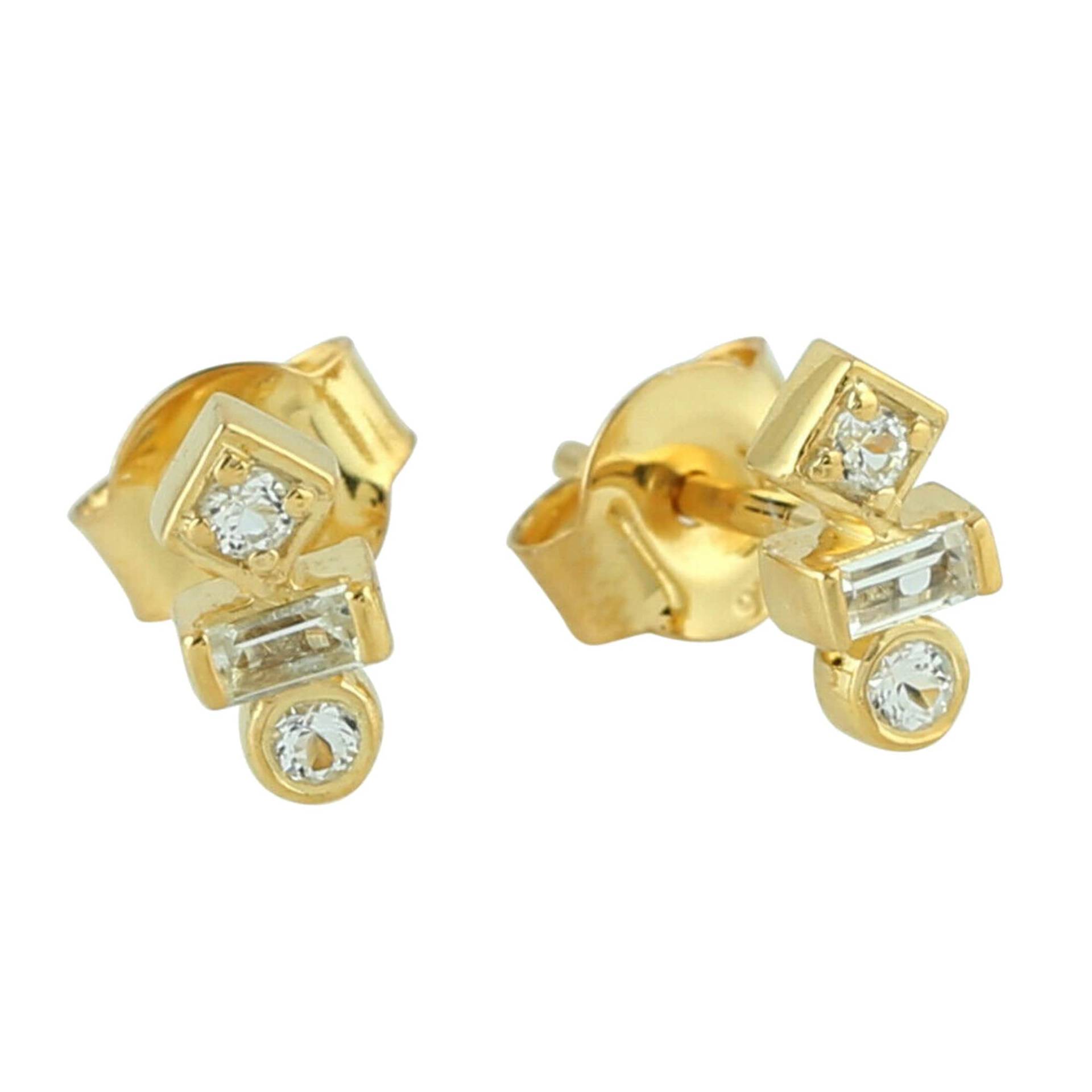 Diamant Ohrstecker, 14K Gelbgold Massive Gold Mini Handgemachte Minimalist Ohrstecker Frauen Ea-8377 von Gemdiamondjewels