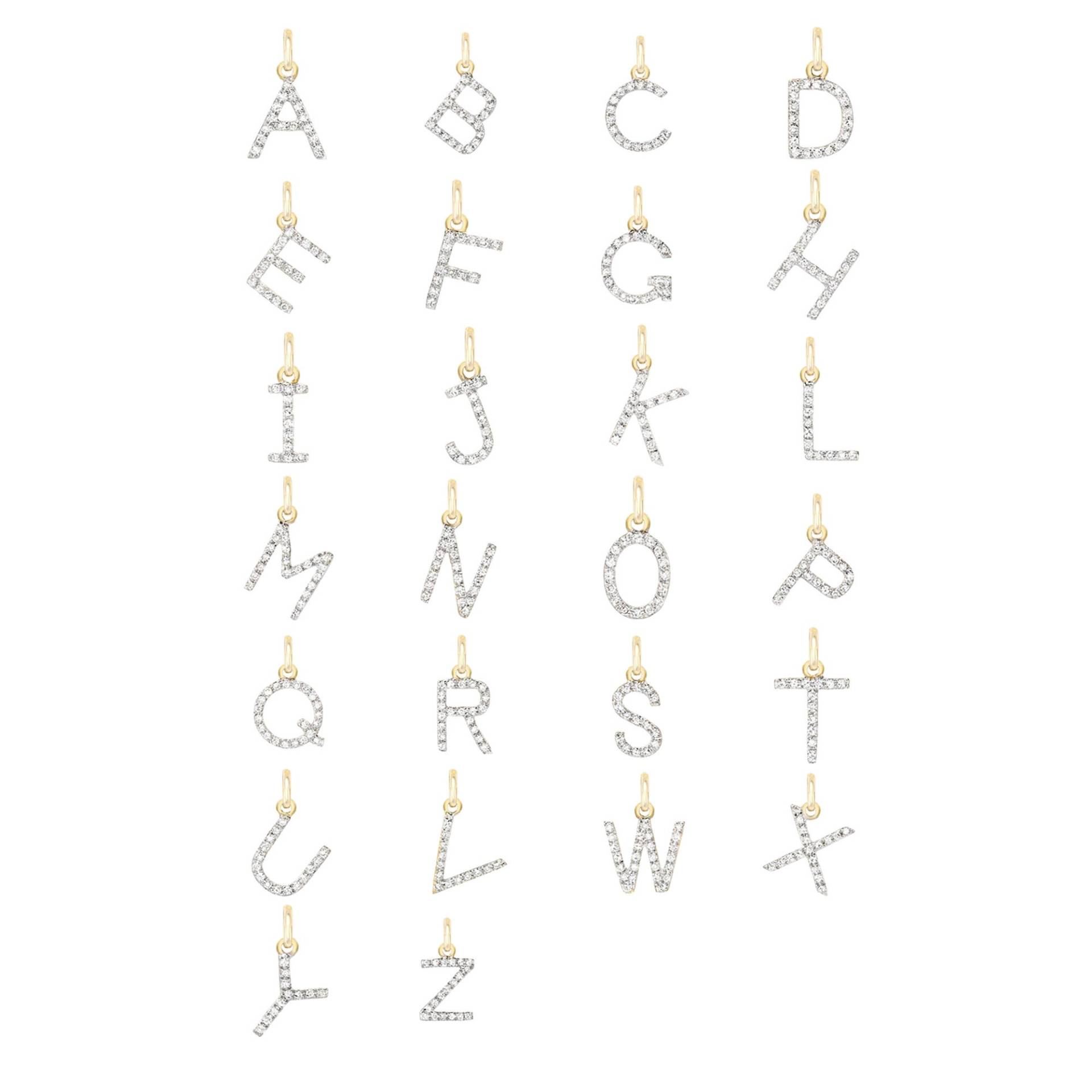 Massiver Gelbgold Namensanhänger, Personalisierter Gold Initial H Charm, 14K Monogramm Alphabet Anhänger, Diamant Personalisierter Buchstabe Pn-4571 von Gemdiamondjewels