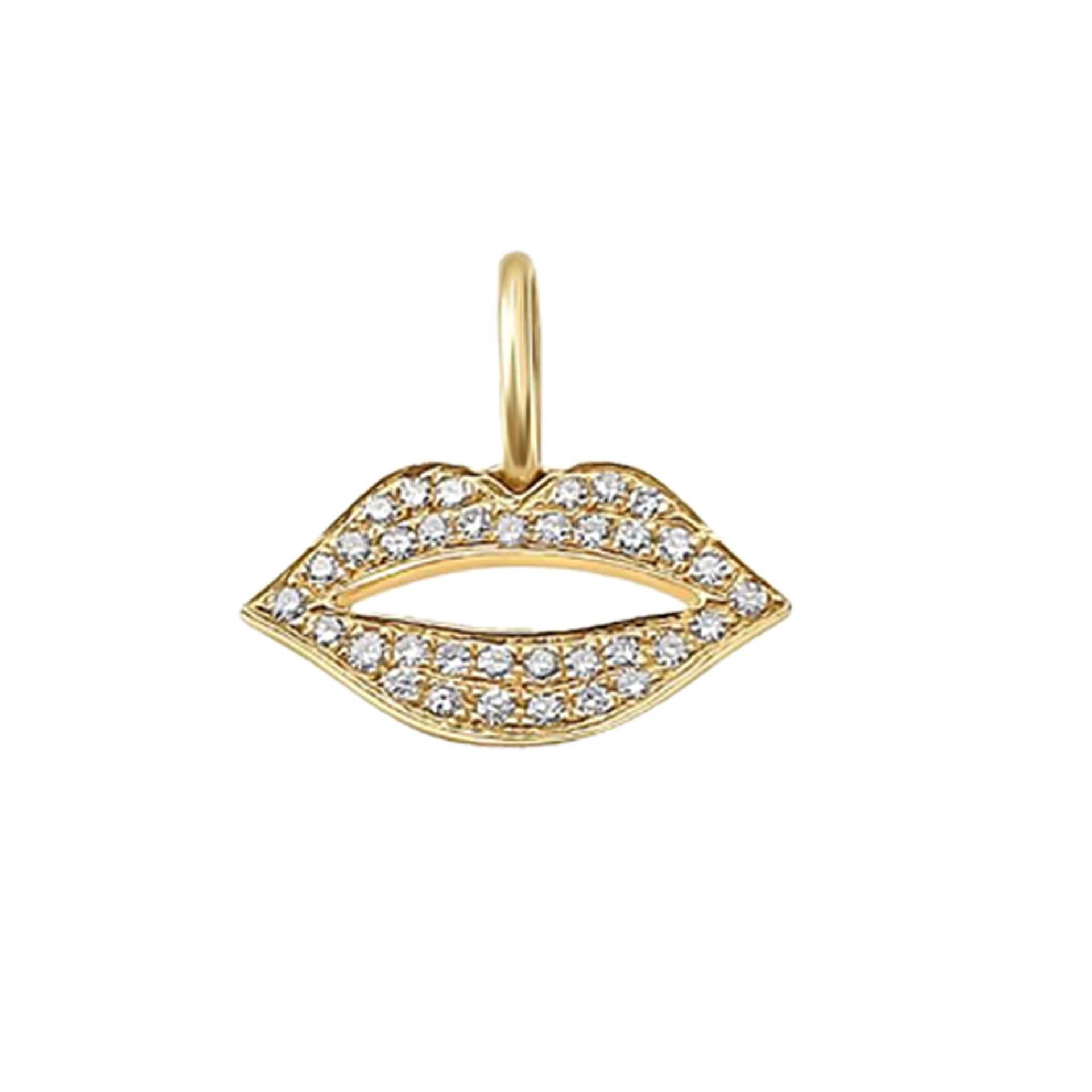 Pave Diamant Anhänger, Lippen Charm 14K Gelb Gold Anhänger Geburtstagsgeschenk Für Frauen, Pn-9190 von Gemdiamondjewels