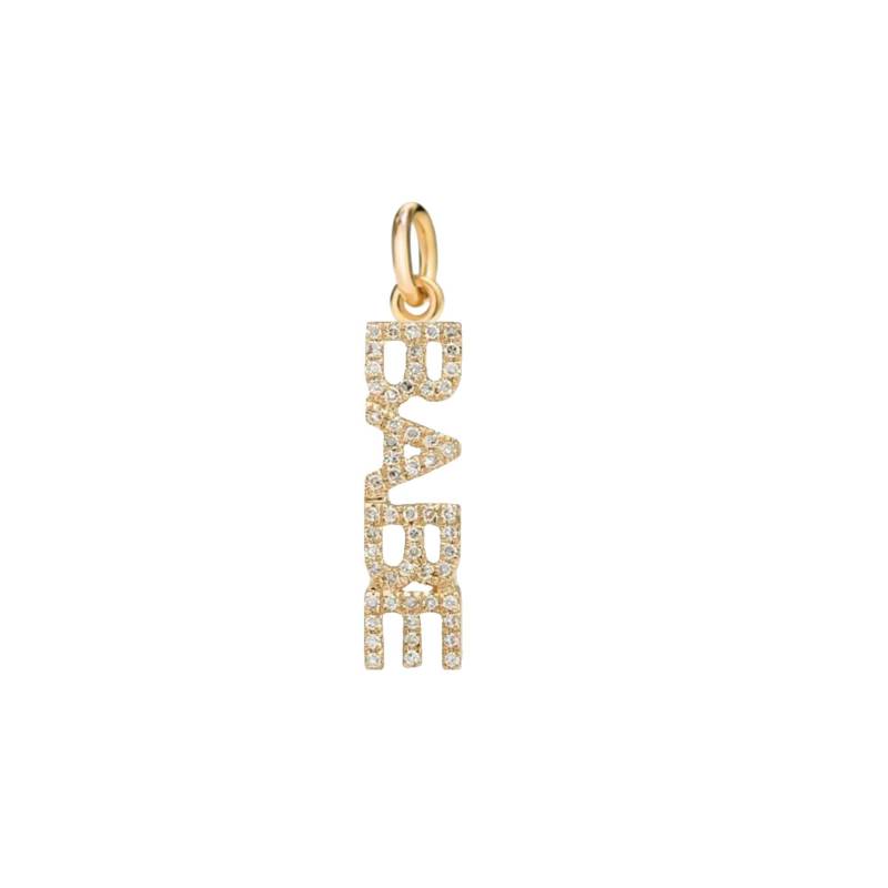 Pave Diamant Babe Anhänger, 14 Karat Massiv Gelbgold Name Script Wort Natürlicher Anhänger Geschenk Frauen Pn-8001 von Gemdiamondjewels
