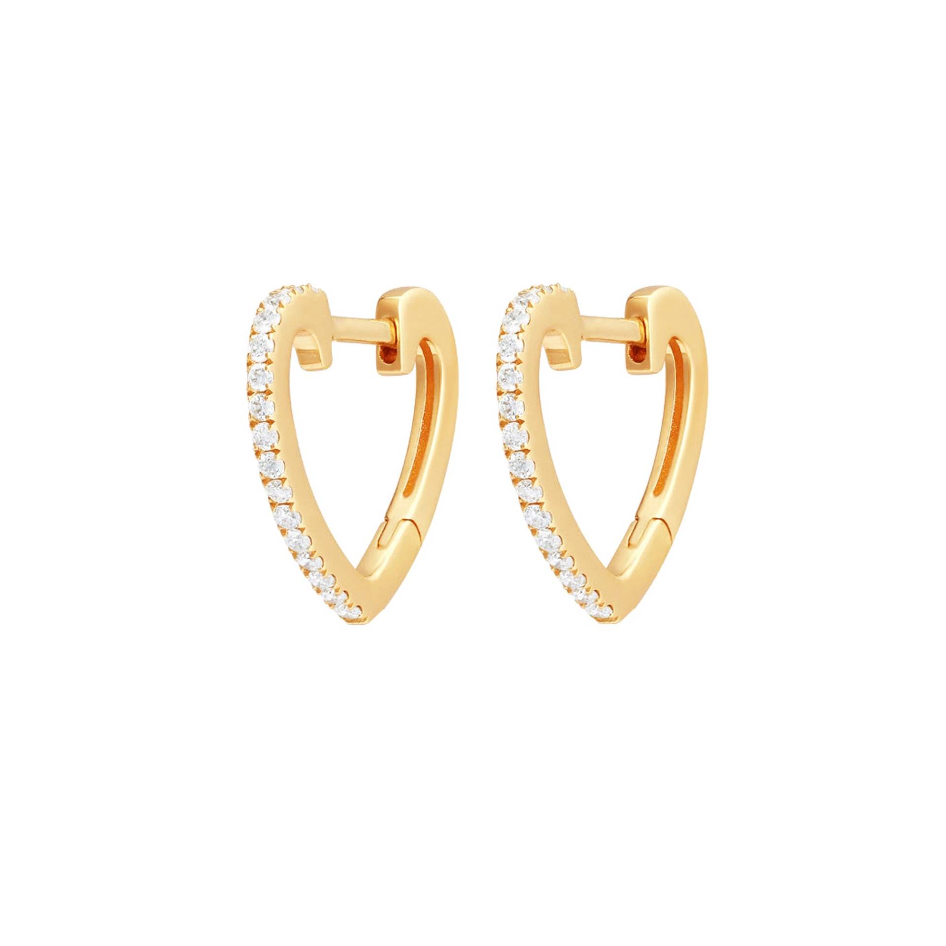 Diamant Pave Ohrringe, Hoop 14K Solid Gold Huggie Ohrringe Geburtstagsgeschenk Frauen, Ea-5825 von Gemdiamondjewels