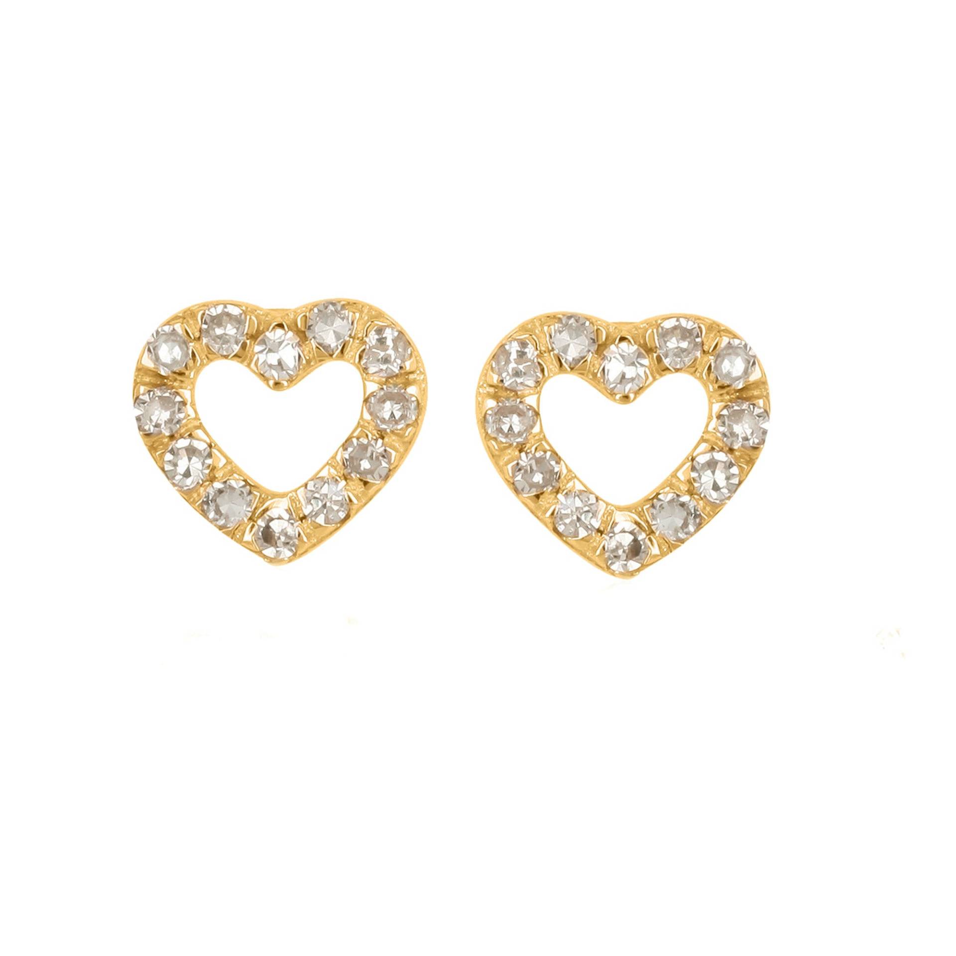 Pave Diamant Ohrstecker, 14K Gelbgold Herz Form Ohrstecker Schmuck Geschenk Für Frauen, Ea-5590 von Gemdiamondjewels