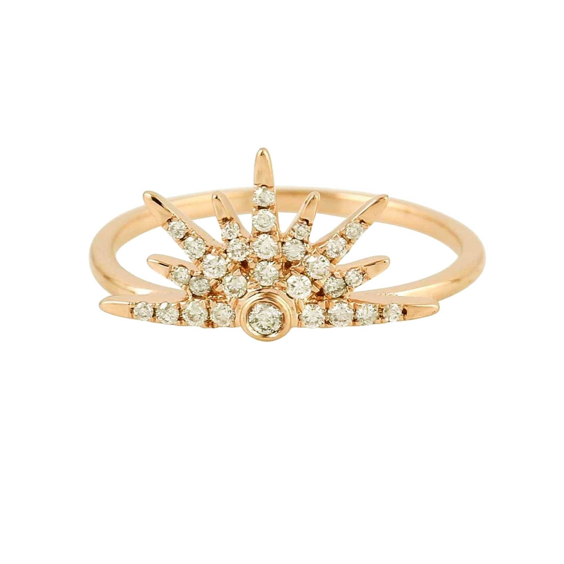 Pave Diamant Ring, 14K Gelbgold Gelbgoldring Mit Diamant, Starburst Ehering, Rn-4432 von Gemdiamondjewels