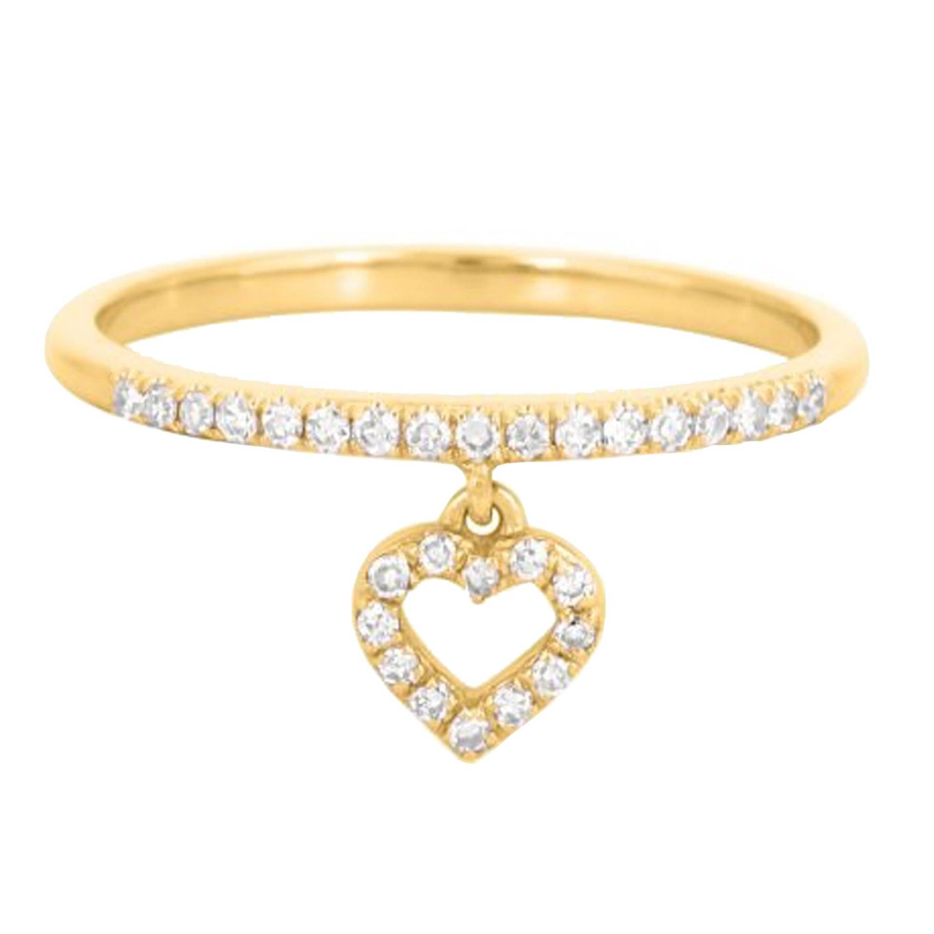 Pave Diamant Ring, Herz Charm Hängering Band, Natürlicher Ehering 14K Massiv Gelb Gold Verlobungsring, Rn-8292 von Gemdiamondjewels