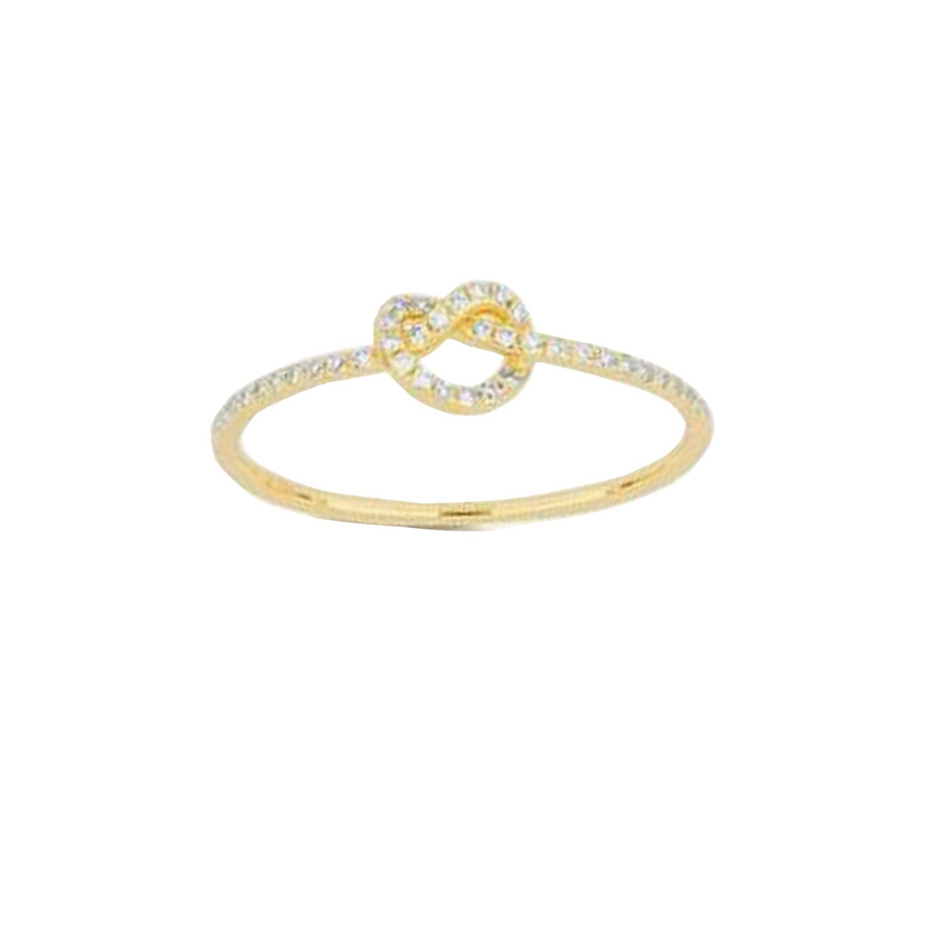 Pave Diamantring, Diamantknotenring, 14K Gelbgoldring, Zierlicher Goldknotenring, Diamantversprechensring, Diamantgeburtssteinring, Rn-9326 von Gemdiamondjewels