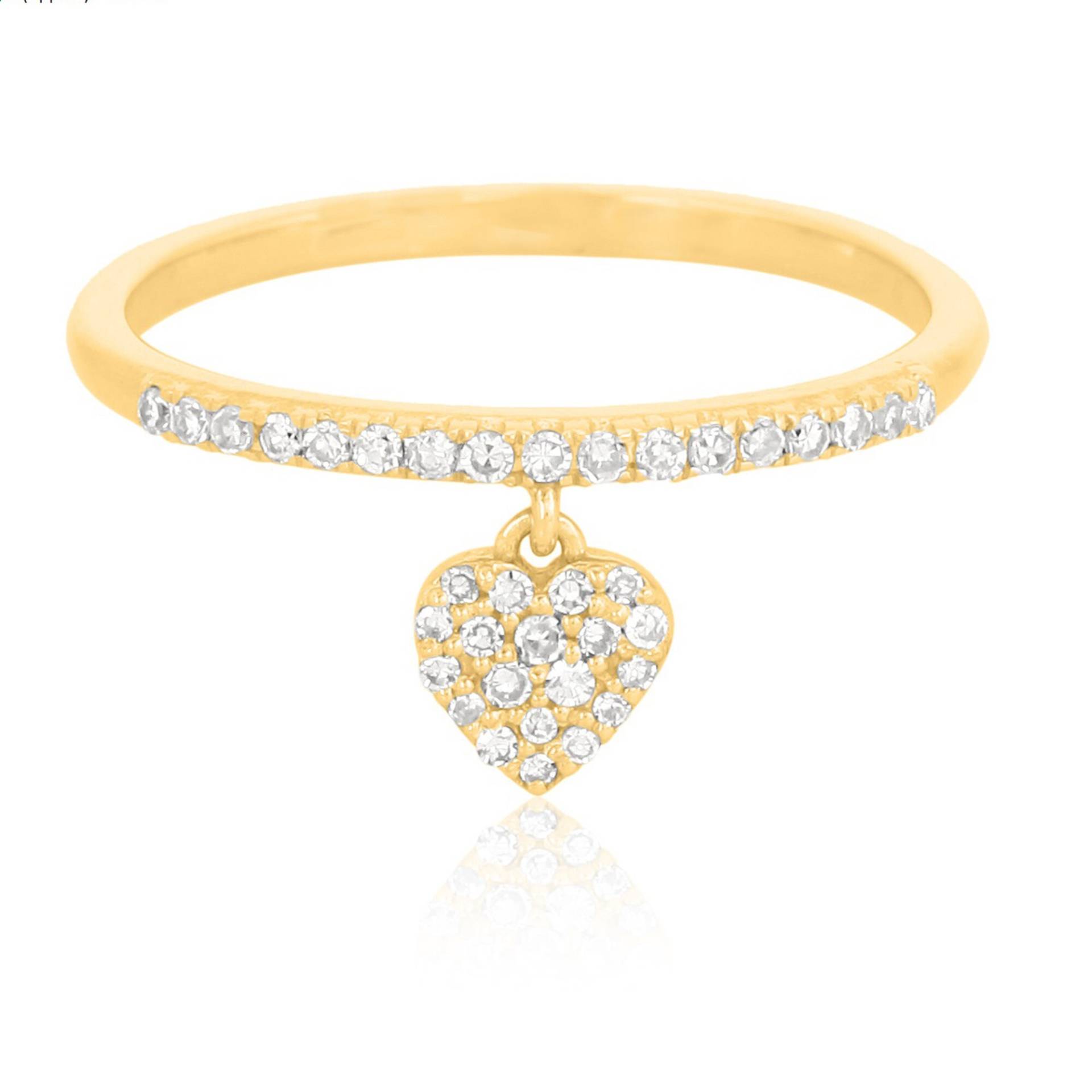 Pave Diamond Verlobungsring, Diamant Hängeherz Ring Band, Echter Ehering, 14K Massiv Gelbgold Jubiläumsring, Rn-8293 von Gemdiamondjewels