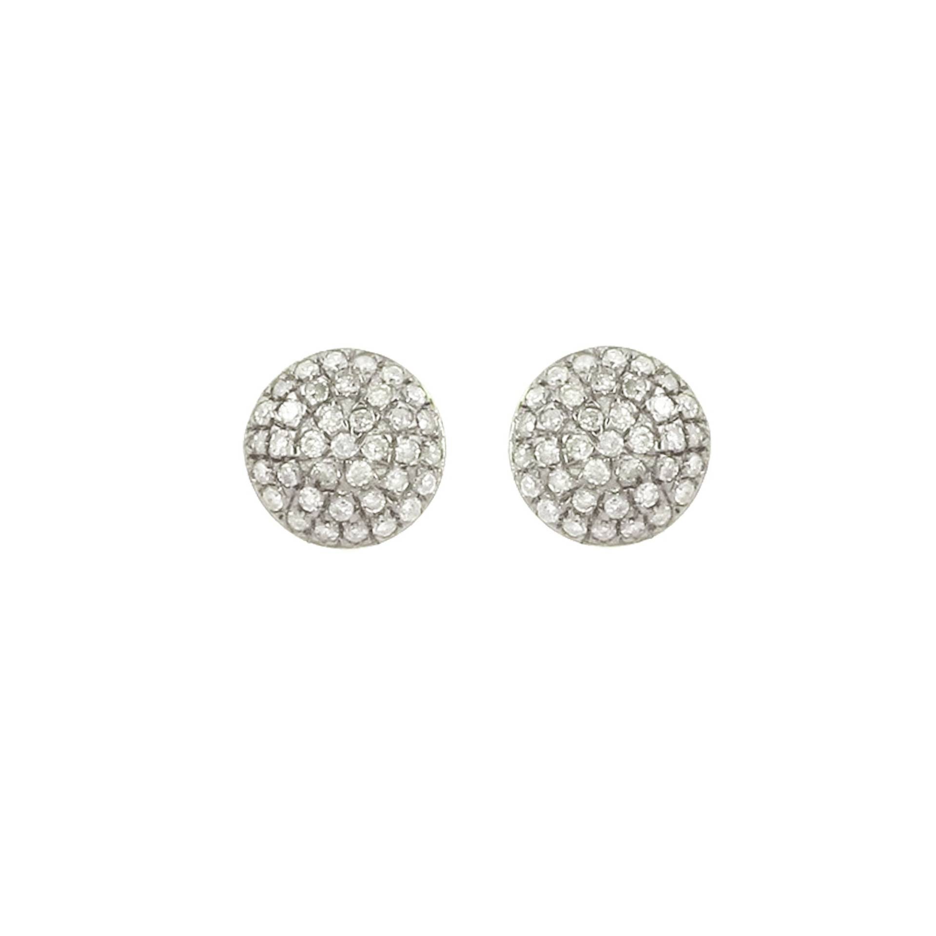 Silber Runde Scheibe Ohrstecker, Natürliche Diamant Pave Massiv Ohrstecker Für Frauen, Ea-1055 von Gemdiamondjewels