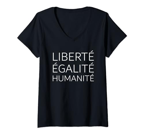 Damen Liberté Égalité Humanité - Mehr Menschlichkeit T-Shirt mit V-Ausschnitt Damen Liberté Égalité Humanité - Mehr Menschlichkeit T-Shirt mit V-Ausschnitt von Gemeinsam für Frieden, Respekt und Toleranz