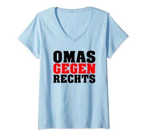 Damen Omas gegen rechts, Oma, Großmutter, Omi gegen Rechts T-Shirt mit V-Ausschnitt Damen Omas gegen rechts, Oma, Großmutter, Omi gegen Rechts T-Shirt mit V-Ausschnitt von Gemeinsam gegen Rechts