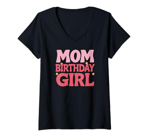 Damen Mama Geburtstag Mädchen Sterne Feier Thema Freude T-Shirt mit V-Ausschnitt Damen Mama Geburtstag Mädchen Sterne Feier Thema Freude T-Shirt mit V-Ausschnitt von Gemeinsame Sternezeit mit Mama und Tochter