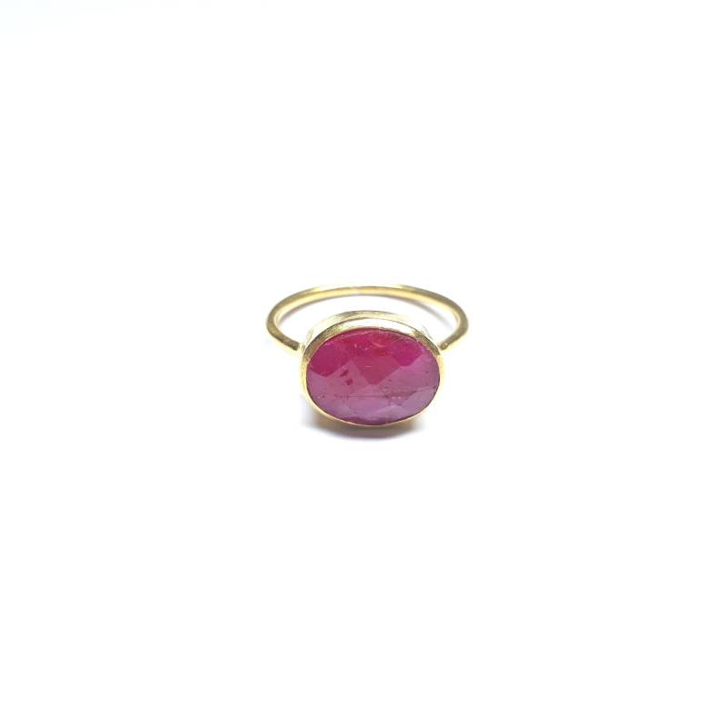 Gefärbter Rubin Edelstein Ring, 925 Sterling Silber Solitär Roter Ring Mit Gold-Finish, Handgemachter Versprechen Boho Für Sie Gefärbter Rubin Edelstein Ring, 925 Sterling Silber Solitär Roter Ring Mit Gold-Finish, Handgemachter Versprechen Boho Für Sie von Gemfindingworld