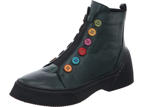 Gemini Damen Boot Stiefelette Bunte Knöpfe Reißverschluss 033100-02, Größe:38 EU, Farbe:Grün von Gemini