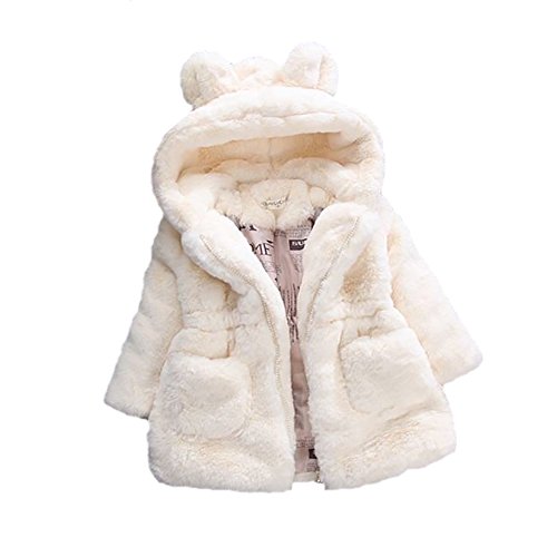 Gemini_mall® Baby Mädchen Kinder Kapuzenjacke Kaninchenohren Mantel Kunstfell Warme Jacken Outwear Winterkleidung für 1–5 Jahre alt Gr. 0-12 Monate, beige von Gemini_mall