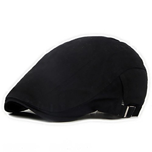 Gemini_mall® Herren Schiebermütze Efeumütze Solide Baumwolle Gatsby Cap Golf Fahren Sommer Sonne Cabbie Newsboy Caps, Schwarz , Einheitsgröße von Gemini_mall