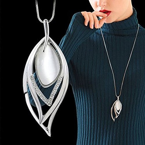 Gemini_mall® Modische Halskette mit Diamant-Anhänger, langer Schmuck für Frauen, Schmuck, Geschenk (Silber) von Gemini_mall