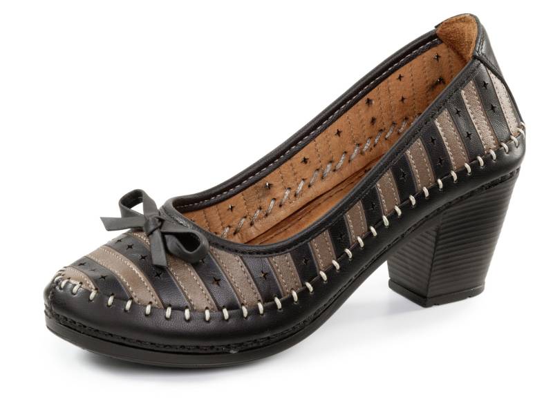 Gemini, modische Damen-Pumps, Weite G, aus Leder, Schwarz-Braun, Größe 41 von Gemini