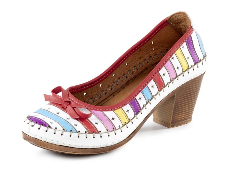 Gemini, modische Damen-Pumps, Weite G, aus Leder, Weiss-Multicolor, Größe 41 von Gemini