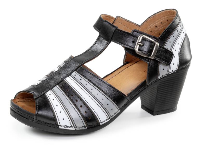 Gemini, modische Damen-Sandaletten, Weite G, mit Gummizug, Schwarz-Grau, Größe 41 von Gemini