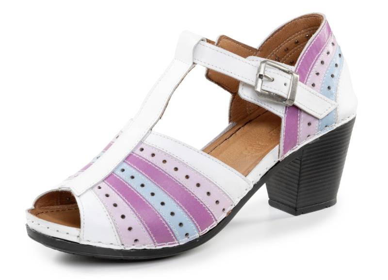 Gemini, modische Damen-Sandaletten, Weite G, mit Gummizug, Weiss-Bunt, Größe 40 von Gemini