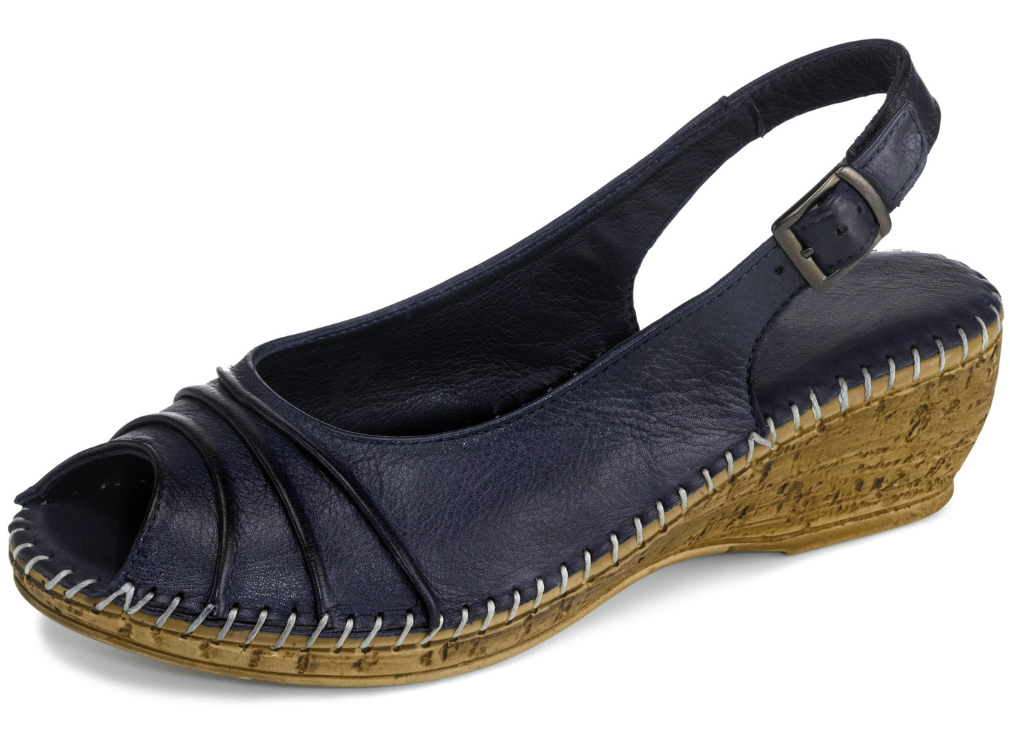 Gemini, schicke Damen-Sandaletten, Weite G, mit Gummizug, Marine, Größe 42 von Gemini