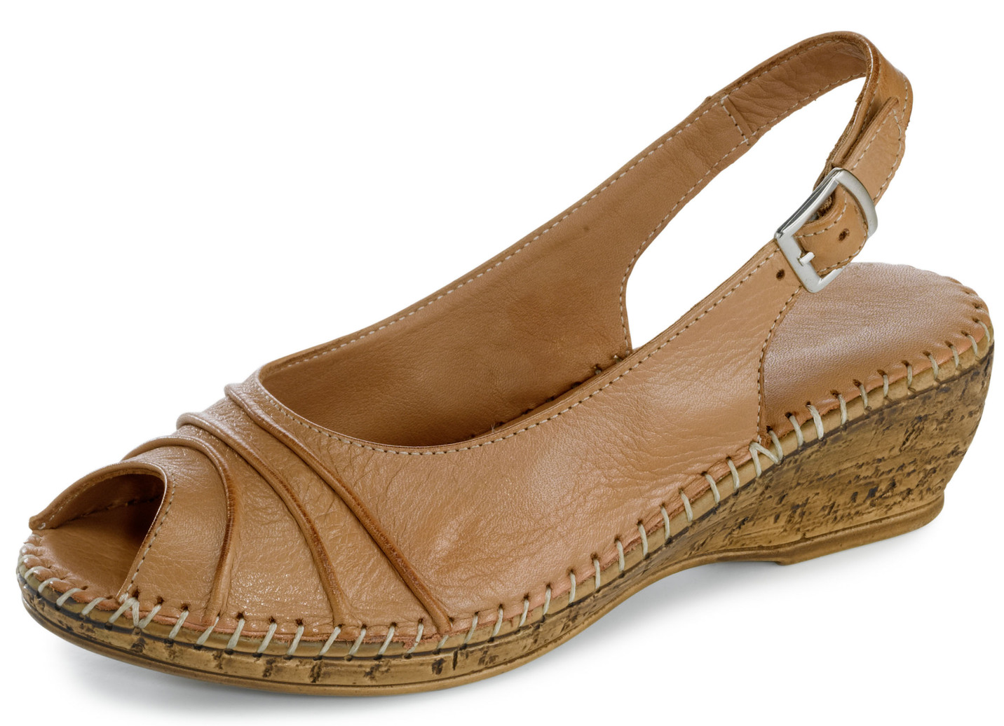 Gemini, schicke Damen-Sandaletten, Weite G, mit Gummizug, Naturbraun, Größe 36 von Gemini