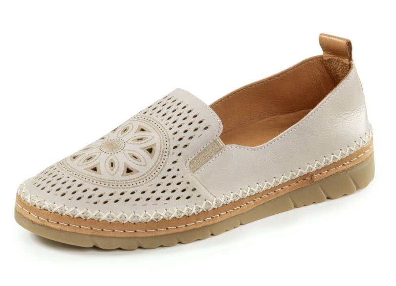 Gemini, sommerliche Damen-Slipper, Weite G, mit herausnehmbarem Fußbett, Kiesel, Größe 40 von Gemini