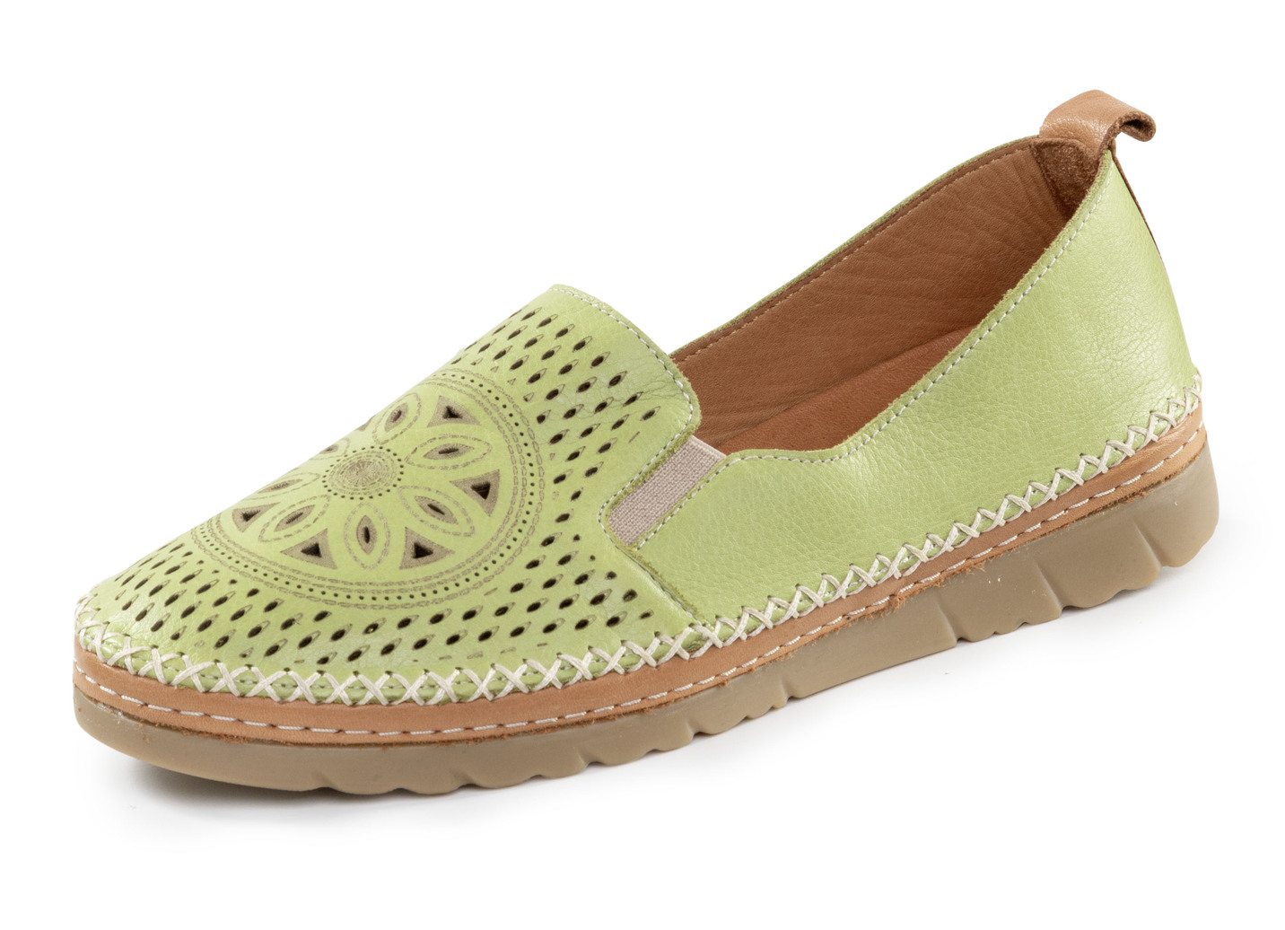 Gemini, sommerliche Damen-Slipper, Weite G, mit herausnehmbarem Fußbett, Kiwigrün, Größe 36 von Gemini