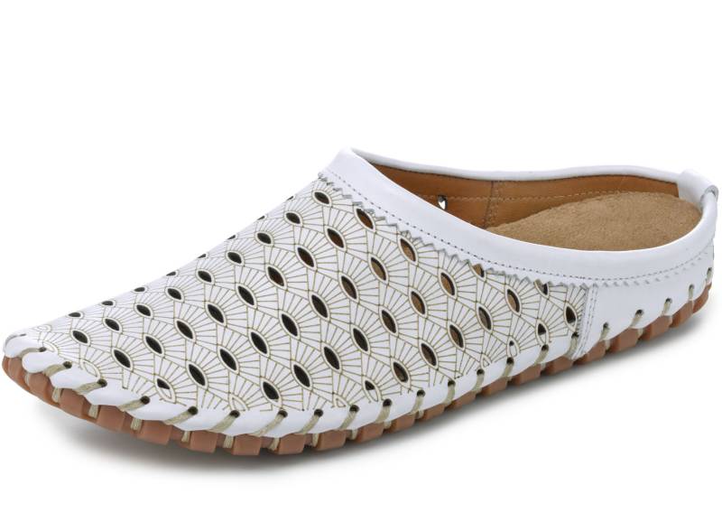 Gemini, sommerlicher Damen-Sabot, Weite G, mit herausnehmbarem Fußbett, Weiss, Größe 42 von Gemini