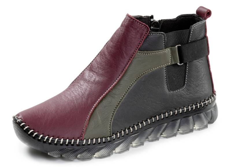 Gemini, trendige Damen-Boots, Weite G, mit herausnehmbarem Fußbett, Bordeaux-Schwarz-Khaki, Größe 39 von Gemini
