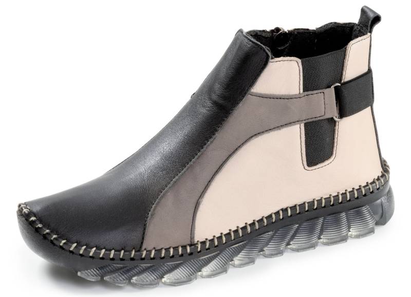 Gemini, trendige Damen-Boots, Weite G, mit herausnehmbarem Fußbett, Schwarz-Kiesel-Grau, Größe 42 von Gemini