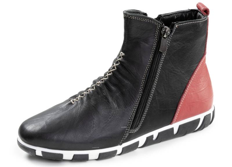 Gemini, trendige Damen-Boots, Weite G, mit herausnehmbarem Fußbett, Schwarz-Rot, Größe 40 von Gemini