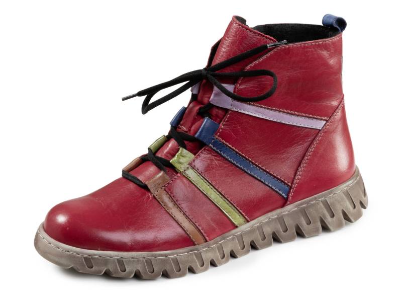 Gemini, trendige Damen-Stiefeletten, Winterschuhe, Weite G, mit herausnehmbarem Fußbett, Rot-Bunt, Größe 41 von Gemini