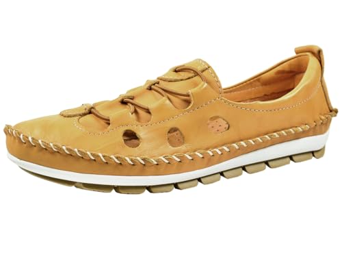 Gemini 003115-01 Damen Ballerina Slipper Mokassins Leder, Größe:36 EU, Farbe:Gelb von Gemini